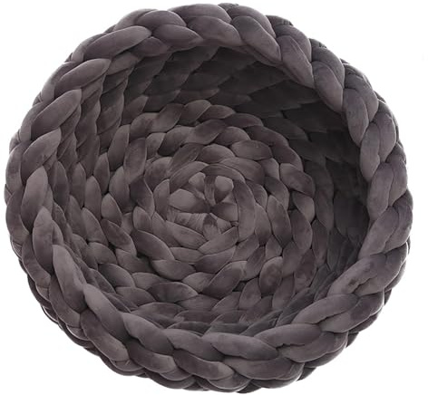 NevPuose Chunky Knit Cat Bed – Soft Yarn Woven Pet Nest, Warm Sleeping Basket, Handmade Indoor Pet Furniture Design | for Cats Small Dogs Home Comfort Resting Spot Living Room Bedroom Use