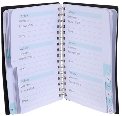 TOYANDONA Carnet de Mots de Passe à Spirale avec Onglets Alphabétiques Cahier Organisation Sécurisé pour Internet Petit Format Pratique pour Bureau et Domicile