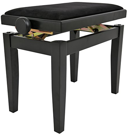 Juan Miguel Navarrez Panchetta Elegance nero opaco - Legno massello - Regolabile in altezza tramite meccanismo a forbice - Rivestimento in velluto nero