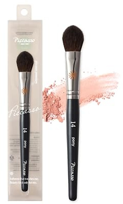 Piccasso PONY14 Makeup Brush– Soft Tapered Blush & Highlighter Applicator for Face Makeup, Fluffy Powder Finish with Soft Hair, Small Size for Precision, Professional Korean Beauty Essential