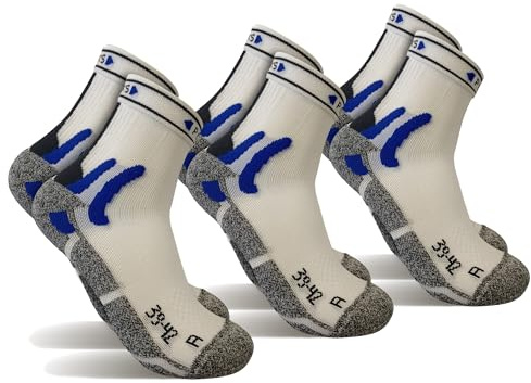 POPYS Chaussettes de course techniques pour hommes - chaussettes de sport (L) 2 paires Blanc 43-46