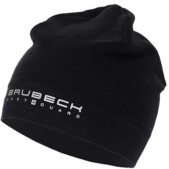BRUBECK Funktions-Merinowolle - Mütze | Temperaturregulierend | Funktional | Atmungsaktiv | Motorrad | Ski | Laufen | HM10180, Farbe:schwarz, Größe:S/M