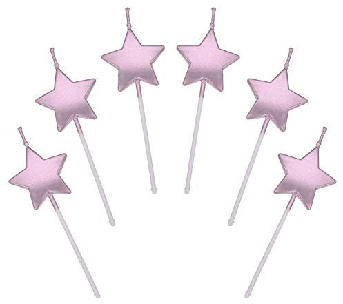 Candeline Compleanno a Forma Stella,6 Pcs Particolari Candele di Compleanno a Forma Stellare per Decorazione della Torta di Feste di Compleanno e Matrimonio,Oro Rosa