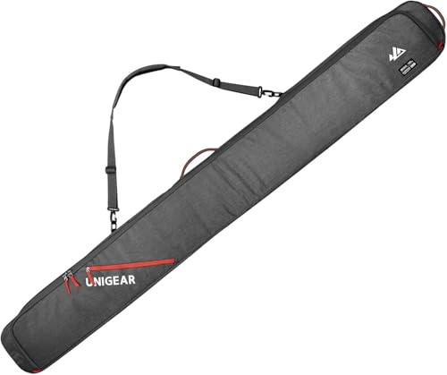 Unigear Ski Bag for Air Travel, 360° Fully Padded Protection, Water-Resistant and Durable up to 192cm for Snow Air Travel Transport (Gray)