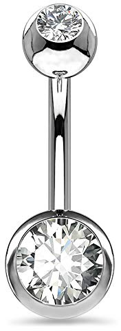 OUFER Belly Button Rings G23 Solid Titanium 14G Clear CZ Belly Rings Navel Piercing Jewelry Navel Rings