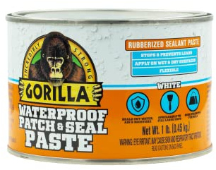 Gorilla Waterproof Patch & Seal Rubberized Sealant Paste; White; 1lb Can (Pack of 1)