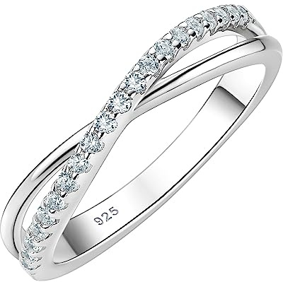 SHELOVES 925 Sterling Silver Eternity Rings for Womens Round CZ Infinity Wedding Ring Band Jewellery Gift Size O