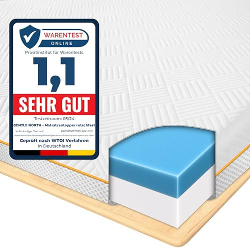 Hochwertiger Topper 120x200cm 7cm hoch - H2/H3 Matratzentopper mit weicher Gel-Memory- und stützender Komfortschicht - Ökotex 100 Zertifiziert - Bezug atmungsaktiv & waschbar