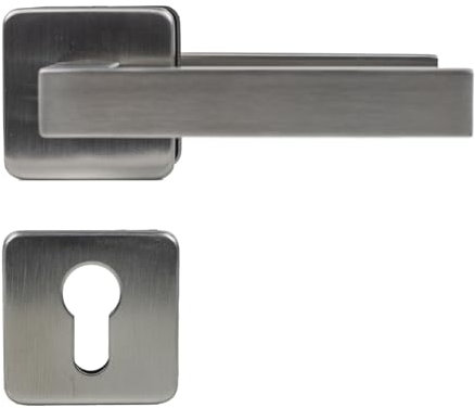 FELGNER Maniglia Parma per per bagno e WC | maniglia per porta moderna e di alta qualità | ferramenta per porta con rosetta | per porte interne e delle camere | Nero