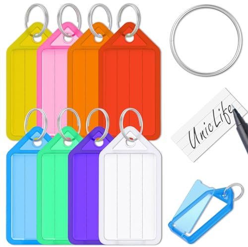 Schlüsselanhänger Beschriftbar,30 Stück Schlüsselanhänger Zum Beschriften 8 Farben SchlüSselschilder mit Extra Etiketten SchlüSselbeschriftung Schlüssel Anhänger für Koffer Haustiere SchlüSsel Taschen