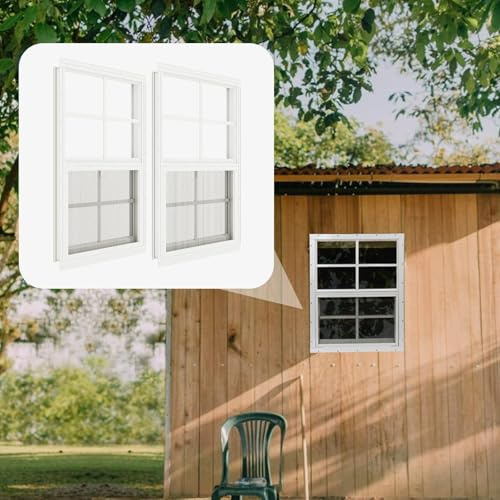 Uppsättning av 2 45,7 x 58,4 cm lusthus med härdat glas, små skjutfönster för hönshus, lekstuga, hus och garage