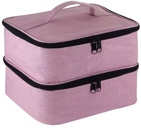 Almacenamiento Esmalte Uñas | 25x20x19cm Estuche Transporte Viaje Maquillaje Manicura Doble Capa | Organizador Esmalte Uñas Portátil Contiene 30 Botellas Y Estuche Lámpara Uñas