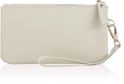 AdiStylinno Wristlet Wallet for Women, RFID Blocking Ladies Wallet Clutch Bag with Zipper Pocket, Slim Genuine Leather Wristlet Purse with Wrist Strap (Beige)