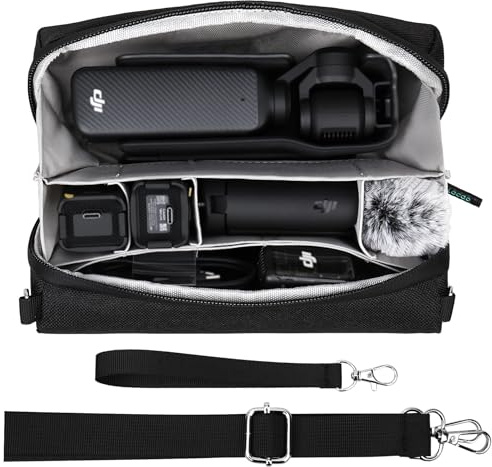 Lacdo Custodia per il trasporto della fotocamera per DJI Osmo Pocket 3 Accessori Creator Combo, Borsa da Viaggio Portatile Osmo Pocket 3 Case, Borsa Tutto-in-Uno con Tracolla, Grigia