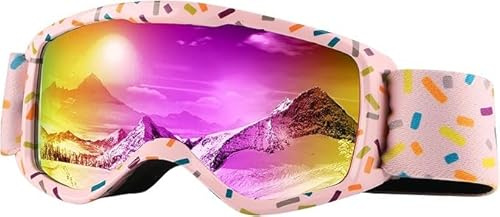 Kinder-Skibrille, Schneebrille, Snowboardbrille für Jungen, Mädchen, Kleinkinder, Rosa