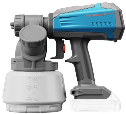Tilswall Pistola Pintura Bateria, 90000RPM Motor Sin Escobillas, Electrica Pistola de Pintura Inalámbrica Compatible con batería Makita de 18V(Sin batería), Depósito de 1300ml con Llenado Lateral