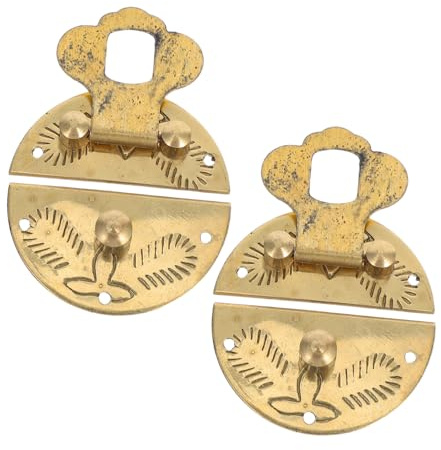 DOITOOL 2 pièces Loquet Laiton Rond pour Boîtes Bijoux Fermeture Vintage pour Coffrets et Petites Boîtes de Rangement Accessoires Robustes Lot