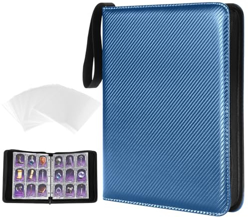 MAXECHO 9 Pocket Trading Card Binder, 1008 Pockets in 56 Removable Double-Sided Sleeves, PU Zip Card Collection Storage Organizer Album for Baseball, Pokemon, MTG, TCG, Sports. Blue