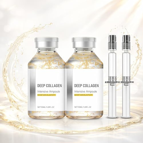 Silk Peptide Intensive Lifting Ampoule with Deep Collagen, Korean Anti Aging Face Serum for Firming, Tightening & Hydrating, Wrinkle Care for All Skin Types(2pcs)