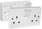 13A Double White Switched Socket & Double Surface Mount 25mm Pattress Box 2 Gang Set Electrical Outlets (1)