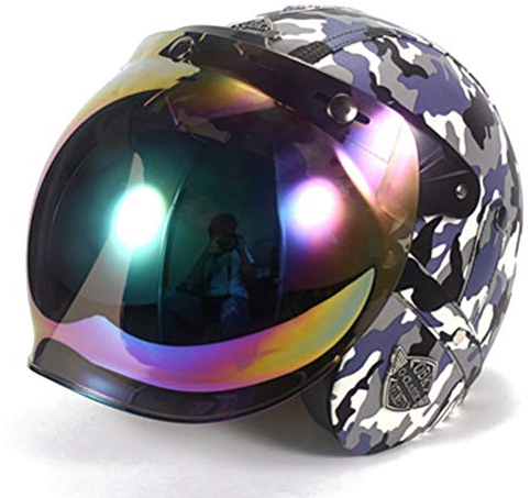 Vintage Motorradhelm 3/4 Jet Capacetes De Motociclista Harley Splitter Chrom Vespa Chopper Roller Cafe Racer mit Bunten Blase Visier