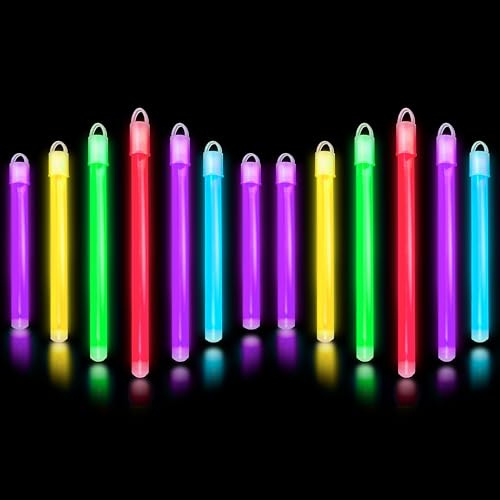 6 (15.2cm) Barras Luminosas Fluorescentes Multicolor - 100 Uds. Barrras Luminosas en Bulk para Accesorios de Fiesta de Cumpleaños, Bodas y Decoración de Carnaval - ¡Brilla con los Glow Stick!