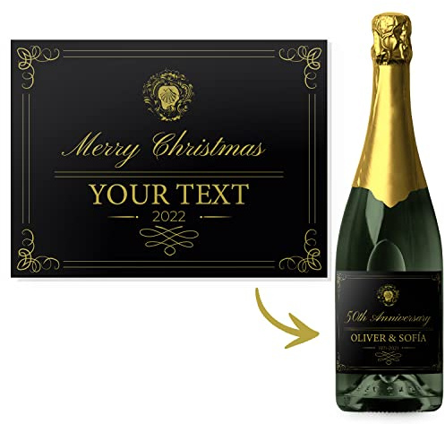 ETIKIDS 6 Etichette Personalizzate adesive per Bottiglie di Spumante, Vino e Champagne. Ideali per Natale, Compleanni e anniversari