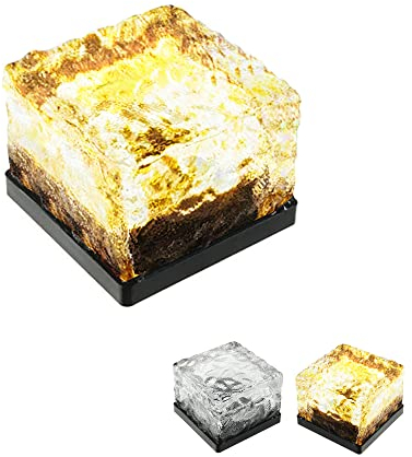 MAGIC SELECT 1 stück 7cm LED Glas Ziegel Solarlicht. Solar Bodenleuchten Glas Pflastersteine Wegbeleuchtung Solarlampen. Außendekorationsleuchten für Garten, Balkon und Terrasse Schwimmbad