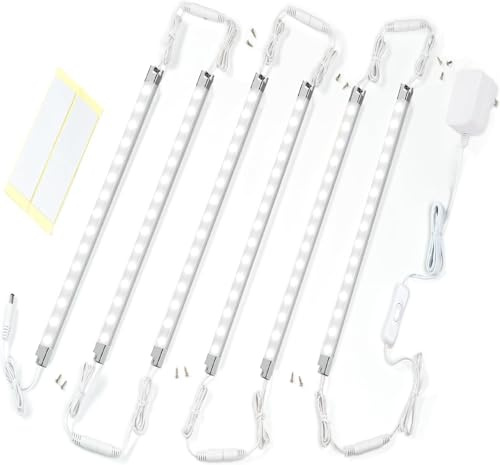 Cefrank LED Under Cabinet Light Bars 6 Pack Linkable 6000K Cool White | Kitchen Cupboard Lights Display Case Wardrobe Worktop Wine Cabinet Bookshelf Plug In Easy Mount Slim Profile