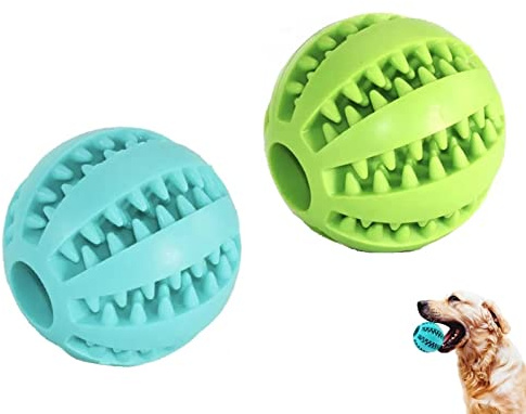 JGR SELECT Palla per cani - 2 pezzi - Giocattolo per la pulizia dei denti dei cani - Palla per la pulizia dei denti - Giocattoli interattivi per animali domestici in gomma naturale