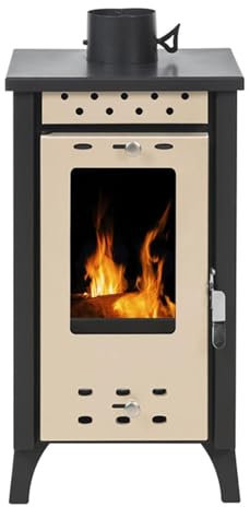 Decor Space Stufa a legna Matilde 7,7 kw in acciaio verniciato h 74 cm (Beige)