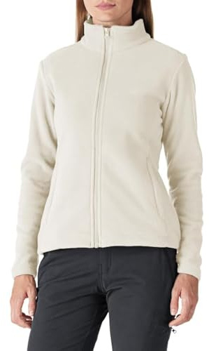 Outdoor Ventures Damen Fleecejacke mit Durchgehendem Reißverschluss Stehkragen Frauen Leichte Fleece Sweatjacke Warme Damenjacke für Laufen, Wandern und Freizeit Wollweiß M