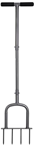 BARAYSTUS Aireador de césped manual de altura ajustable para suelos y céspedes compactados con 4 picos