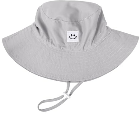 Baby Toddler Sun Hat,Kids Summer UPF 50+ Foldable Beach Bucket Hat for Boys Girls Children 0-6 Months Grey