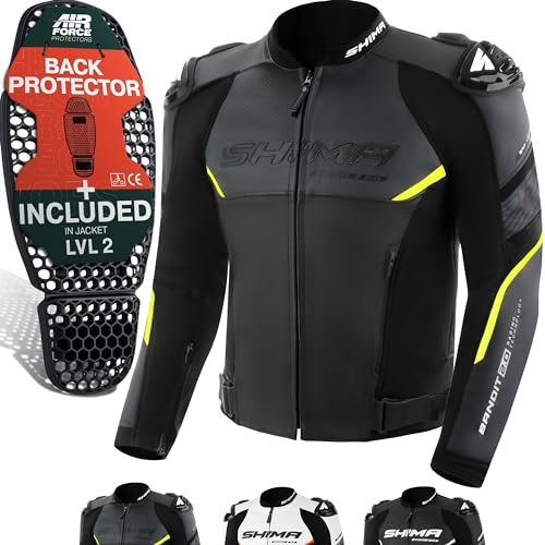SHIMA BANDIT Chaqueta Moto Hombre AIRFORCE Protector Espalda Cazadora Motociclista Chaquetas Cuero Protecciones Ventilado Verano Traje de Moto Armadura Cazadoras Motocicletas (Masculinos, Fluo, 46)
