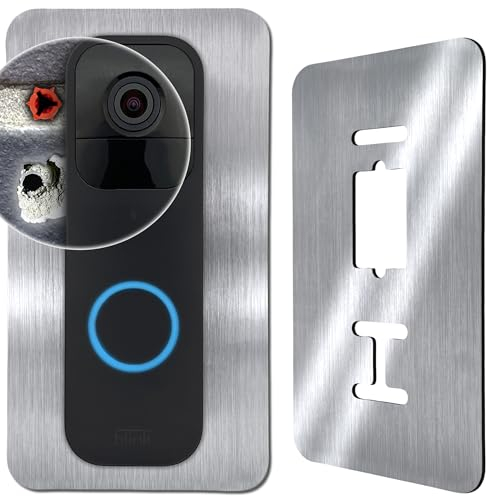 Baron Design | bisel de acero inoxidable | Accesorios para timbre de puerta de vídeo Blink 1ª y 2ª generación | Soporte de vídeo para puerta de puerta, señal, fijación, placa de pared para timbre