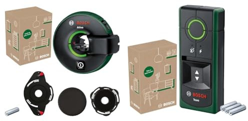 Bosch All-in-One-Linienlaser Atino 2. Generation mit abnehmbarem Maßband (horizontale/vertikale Ausrichtung) & Ortungsgerät Truvo 2. Generation (Ortung von Kabeln/Metall bis 70mm)