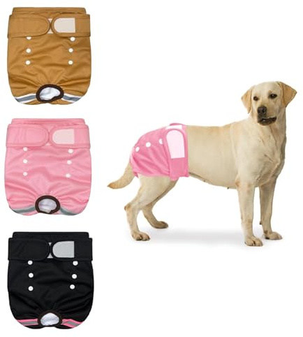 ROEOWENE 3 st tvättbara hundblöjor för kvinnor i värme återanvändbara hundblöjor urin inkontinens justerbara hundblöjor hundblöjor hundblöjor för kvinnor återanvändbar L