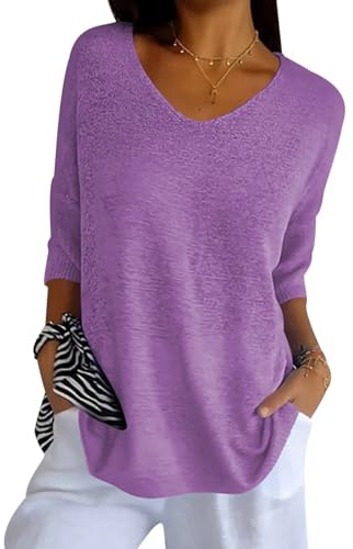 Pull Femme Col V Pullover Femme Hiver Grande Taille Chic Pull-Over Fin Maille Ample Pulls Femme Sweater Women Gros Pull Tricot Décontracté Large pour Femme Chaud Pull Chandail Tricoté Oversize Femme