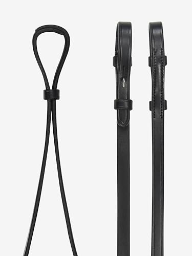 LeMieux Curb Rein - Narrow Rein For Double Bridle - Black/Silver - Full