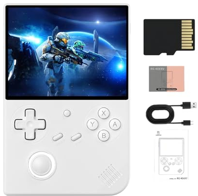 RG40XX V Console de jeu portable rétro 4 écran IPS 640 x 480 3200 mAh Carte TF 128 G intégrée Prend en charge plusieurs simulateurs système Linux (Blanc-64G)