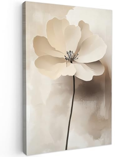 MuchoWow© Impression sur Toile Decoration Murale Peinture 60x90 cm Tableaux Decoratifs Muraux Déco Chambre Tableau Salon Fleur - Beige - Peinture - Ombre