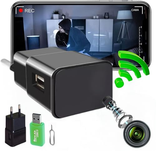 Mini caméra espion cachée camouflée WiFi, (sans trou d'objectif), sans lumière lors de l'enregistrement, entièrement indétectable, caméra de surveillance WiFi intérieure, version 2025, Full HD réel