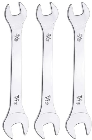 sourcing map Set di 3 chiavi sottili a doppia estremità aperta, 3/8 × 7/16 SAE super sottile piccola chiave a testa piatta lucidata a specchio chiave aperta per riparazione automobilistica