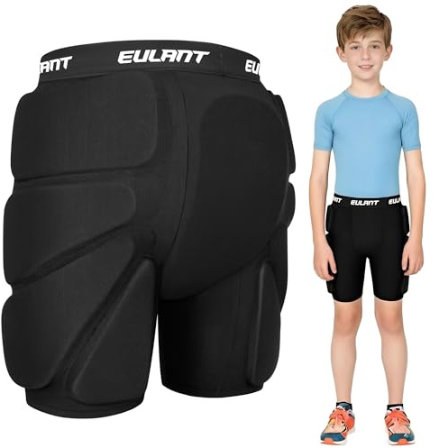 EULANT Pantalones Cortos Acolchados de Protección para Snowboard, Esquí,Patinaje en Scooter, Motociclistas, Protecciones de Glúteos, Almohadillas Protectoras 3D para Cadera, Trasero y Coxis,XS