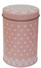 Spargizucchero in Metallo, Rosa a Pois Bianchi, 10 cm, Barattolo per Zucchero a Velo con Tappo Rotante