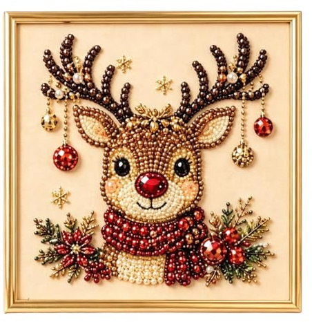 5D Christmas Pearl Beads Art, with Stocking Santa Festive Tree
