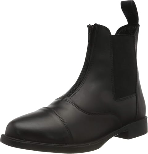 Rhinegold Boston Zip Front LEATHER PADDOCK BOOTS, Horse Riding Boots Women - Black, Size 8, EU42 UK