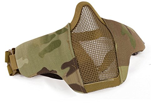 GES Tactical Foldable Half Face Mask - Outdoor Equipment Mask with Protective Mesh, Breathable for Airsoft, Paintball, CS - Adjustable Belt Strap