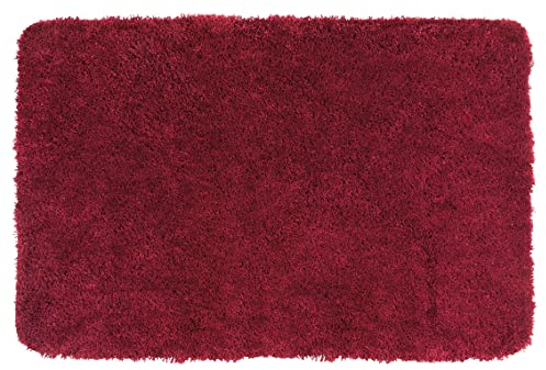 WENKO Badteppich Mélange Chili, 55 x 65 cm - Badematte, sicher, flauschig, fusselfrei, Polyester, 55 x 65 cm, Rot
